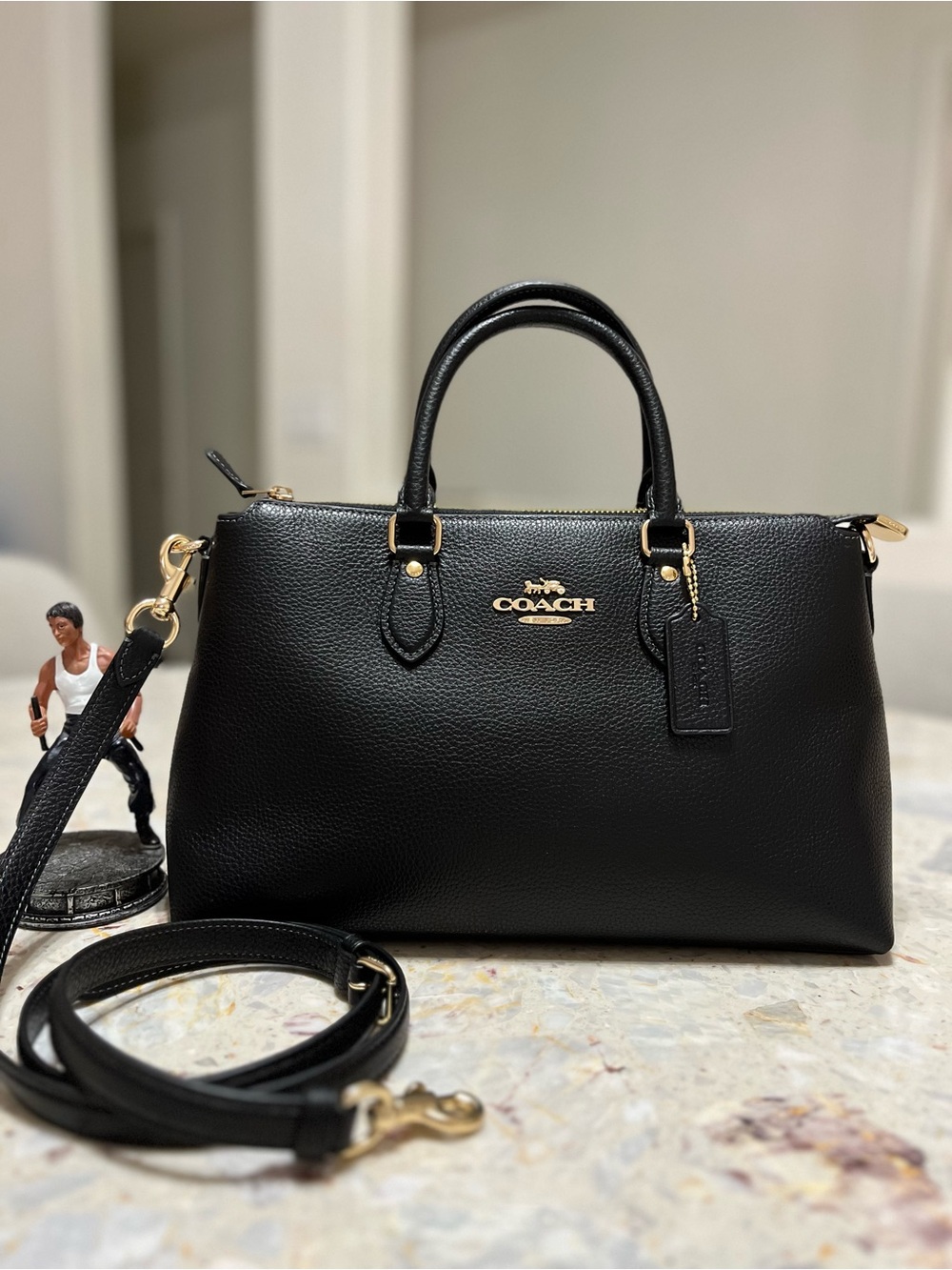 Coach Georgia Satchel pebble leather Gold/Black NWT